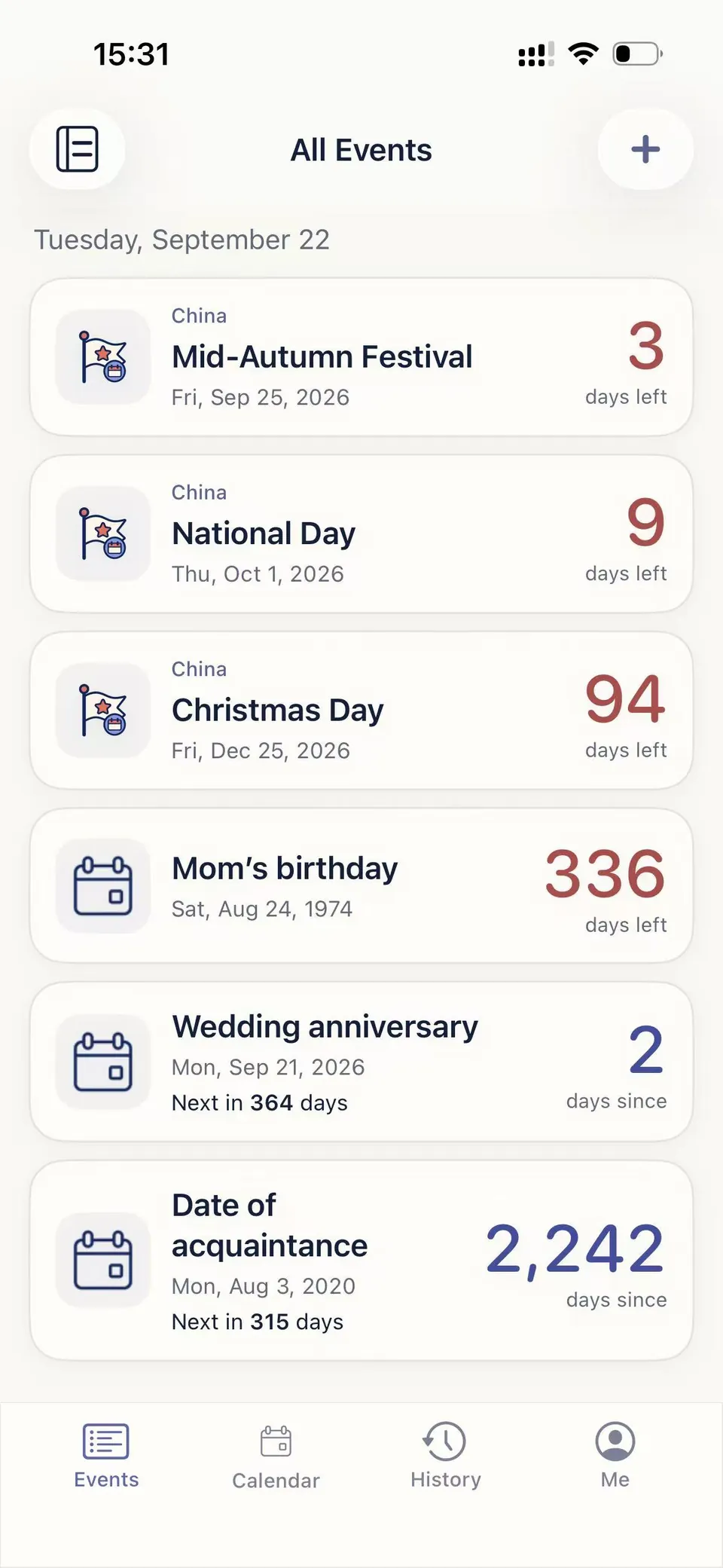 Full date overview screenshot